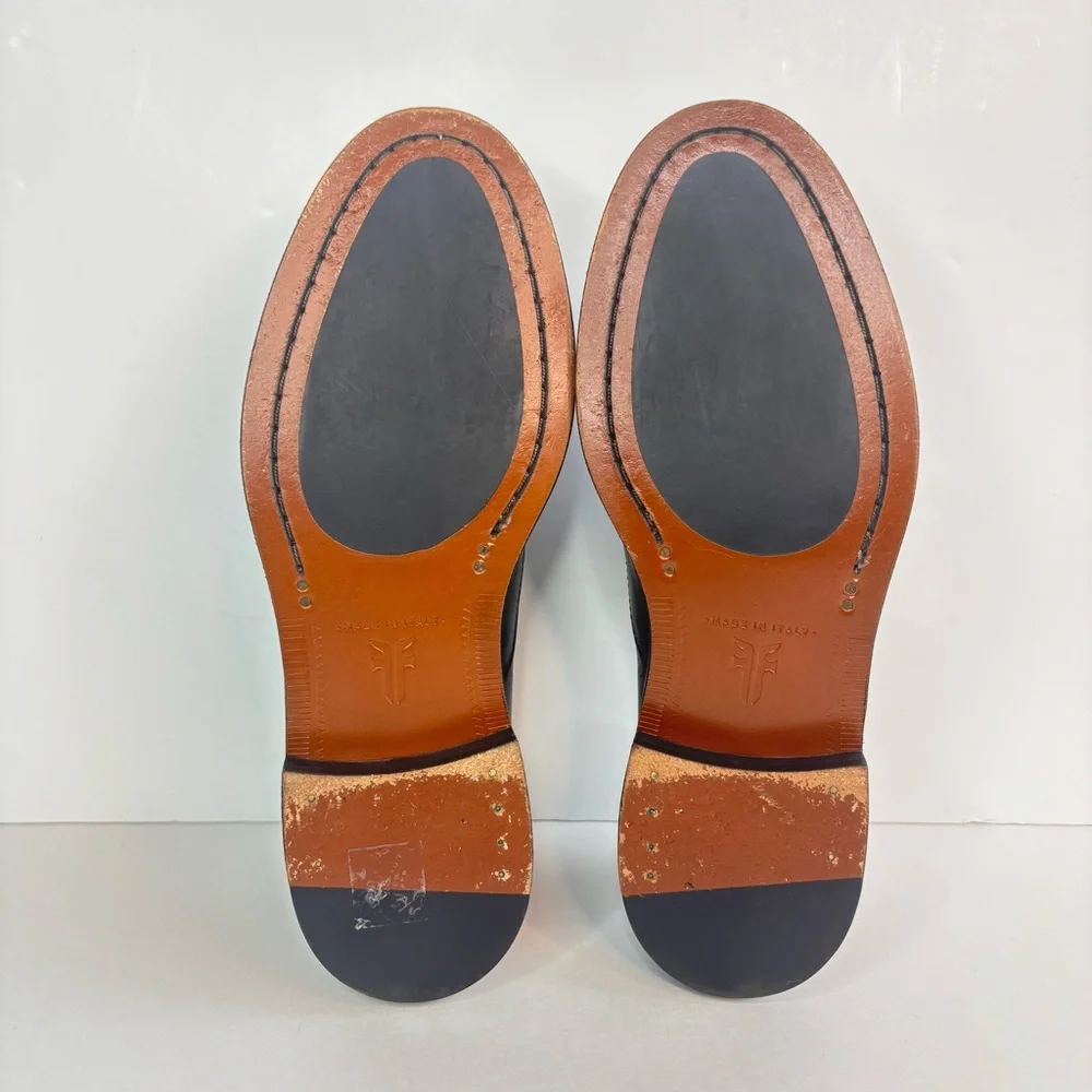 Frye Black Leather Annie Slip-on Loafers Made in Italy Size 5.5‎